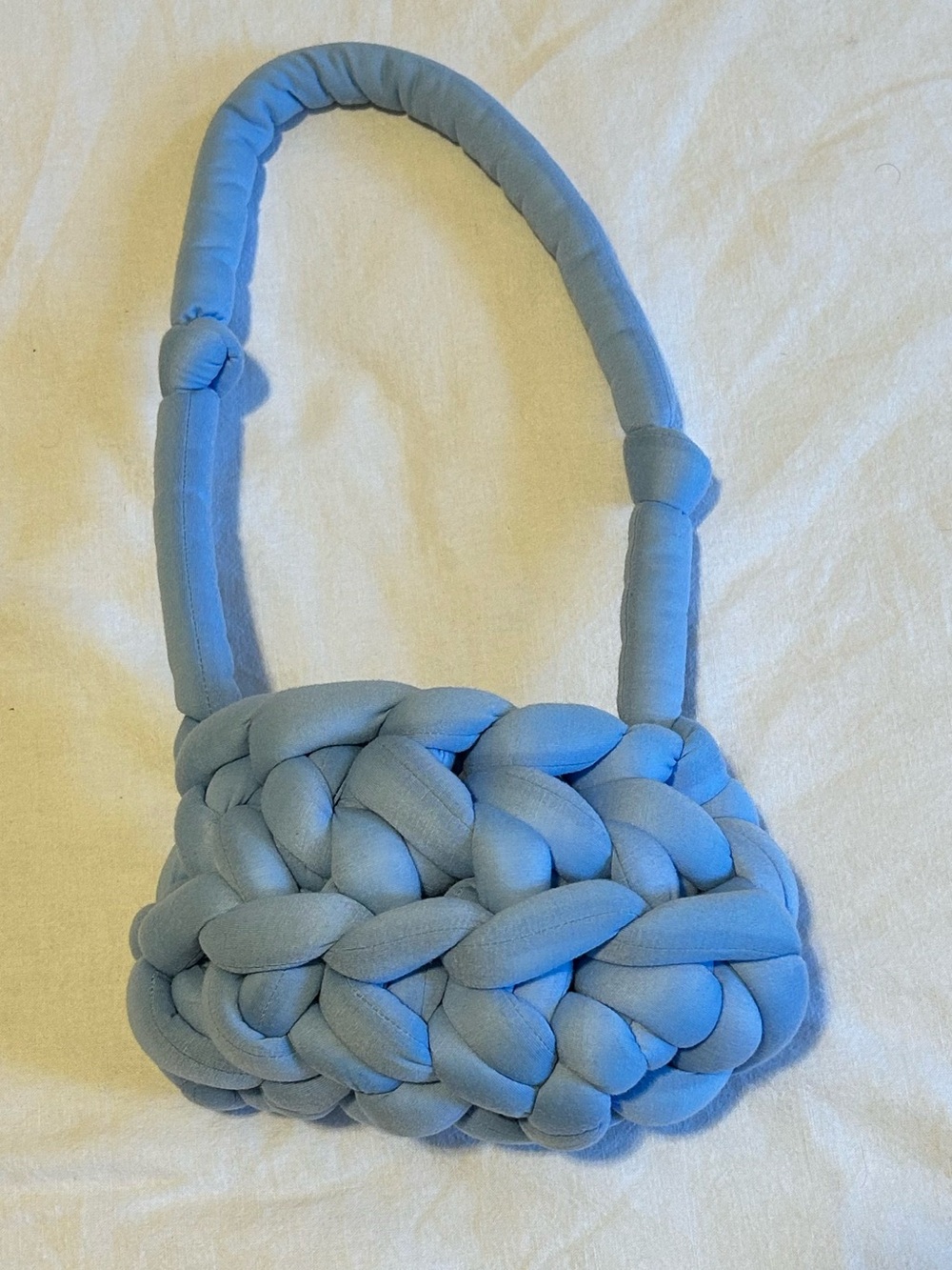 Handwoven Light Blue Knot Mini Shoulder Bag